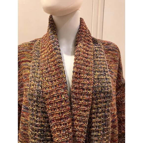 GAP Open-Front "rag" textured cotton cardigan, multicolor, M - Picture 3 of 7